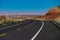 Empty scenic highway in USA. Long Desert Highway California.