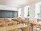 Empty school classroom. 3d rendering