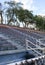 Empty school stadium bleachers