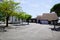 Empty schoolyard school playground preschool building exterior