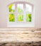 Empty scrubbed clean rustic wooden kitchen table