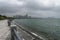 Empty sea embankment at cloudy day. Overcast Weihai, China