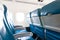 Empty seats in a passenger plane. Passenger plane interior, economy class. Travel concept