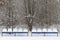 Empty seats in a stadium in the snow