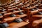 Empty seats and very few MPs in a Romanian Parliamentâ€™s Chamber of Deputies Meeting during the covid-19 lockdown