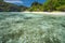 Empty shallow star beach at Tapiutan Island. El Nido, Palawan, Philippines