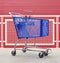 Empty shopping cart. Graphic retail industry shopping icons elements background