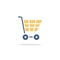 Empty shopping cart. Icon with shadow. Commerce glyph vector illustration