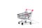 Empty shopping miniature cart isolated on white background