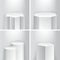 Empty showroom geometrical product podium base platform stage pillars vector illustration