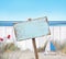 Empty Signboard and Wooden Fence on Beach