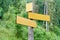 Empty signboards for hiking trail in the forest