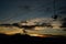 Empty ski lift / chairlift silhouette on high mountain