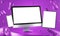 empty smart phone tablet desktop white isolated display mock up on floating purple 3d podium composition creative render ramadan