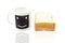 Empty smile coffee cup or smile coffee mug and sliced bread isol