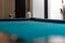 Empty snooker table and corner view with hole. Empty billiard po