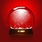 Empty snowglobe on red