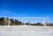 Empty snowy soccerball field