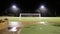 Empty soccer fields on a rainy night