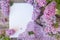 Empty space notepad list with lilac bunch flowers, cute spring banner mockup