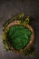 Empty space in a vine wreath with ivy branches, a blank for an idea