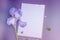 Empty space white list with gentle iris flower
