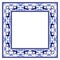 Empty square frame with blue ethnic floral pattern with birds.