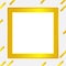 Empty square gold frame for banner ad, golden blank border for fashionable picture frame, precious gold frame and modern