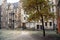 Empty square surrounded by old residentail buildings