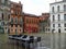 Empty square under the rain in Venice, Italy.