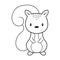 Empty squirrel contour. Cute kids cartoon contour. Stock isolate on a white background