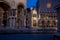 Empty St Marks Square and illuminated Basilica in the early Morning, Venice