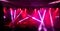 Empty stage concert with colorful lighting laser beam spotlight show in disco pub club bar background for party music dancing