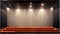 Empty stage with orange floor and spotlights. 3D rendering