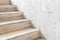 Empty stairway decorated with porous stone