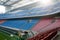 Empty stands of blue and red in the stadium Giuseppe Meazza or San Siro, built in 1925