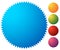 Empty starburst, sunburst button, icon background in 5 vibrant c