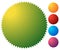 Empty starburst, sunburst button, icon background in 5 vibrant c