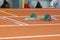 Empty starting block on indoor track line