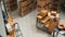 Empty storehouse space with stacks of cardboard boxes