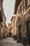 empty street and buildings with sunlight in Orvieto, Rome