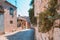 Empty street in the old town of Rovinj, Istrian Peninsula in Croatia. The town is a popular tourist destination in summer