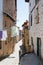 Empty street at Poza de la Sal, Merindades, Burgos, Spain, Clothes drying under the sun