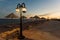 Empty street, sea and old lamp in Dahab resort Egypt