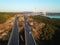 Empty streets amid coronavirus total lockdown in the Mega City. Aerial of Yavuz Sultan Selim Bridge, Istanbul. One of the longest