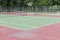 Empty Suburban Tennis Court In Park