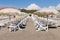 Empty sunbeds on the beach