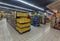 Empty supermarket aisle in food department