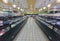 Empty supermarket aisle in food department