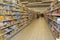 Empty supermarket aisle or a grocery store